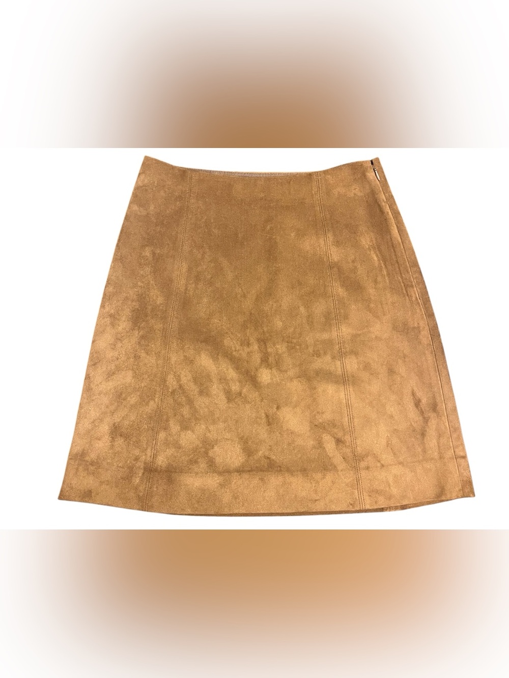 Aritzia Babaton Faux Suede Mini Skirt Dark Camel Size 4 - Picture 6 of 12